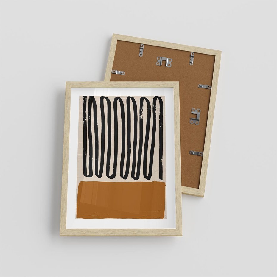 Plakat w ramie 30x40 - Boho Impulsy Kreatywności - abstrakcyjny plakat, brąz - rama drewno