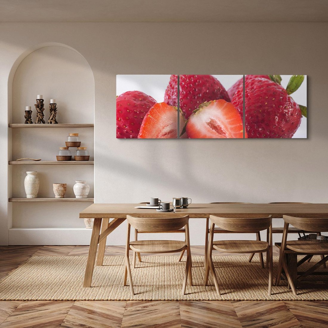Obraz na płótnie 150x50 - Truskawki Słodki Raj - truskawki, owoce