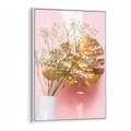 Obraz w ramie 70x100 - Blask Natury - złote, liście - rama biała