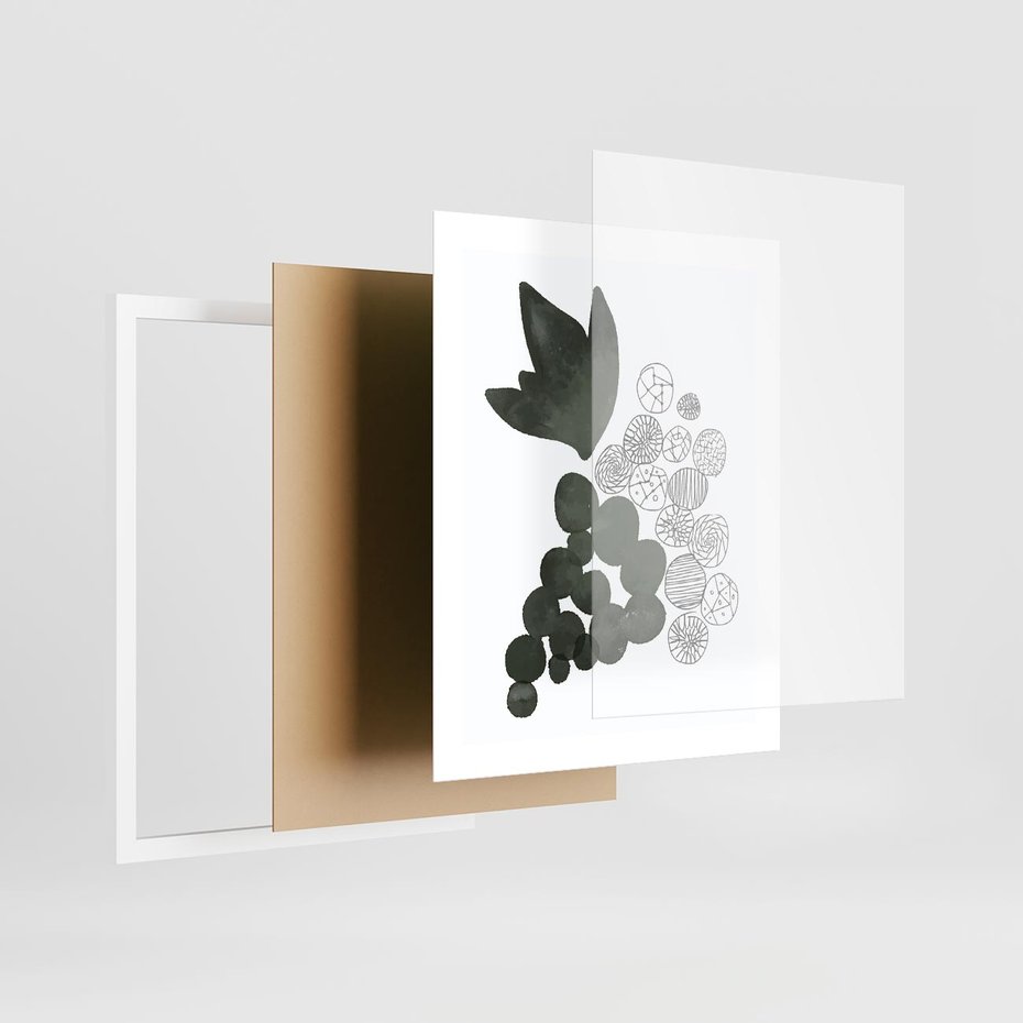 Plakat w ramie 40x50 - Grono Abstrakcji - minimalistyczny plakat, winogrona - rama biała