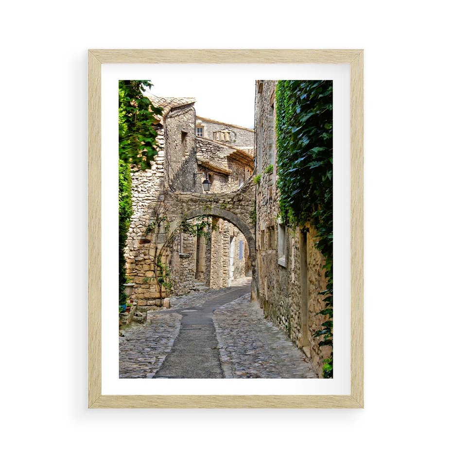 Plakat w ramie 50x70 - Urokliwa perspektywa uliczki - uliczka, perspektywa - rama drewno