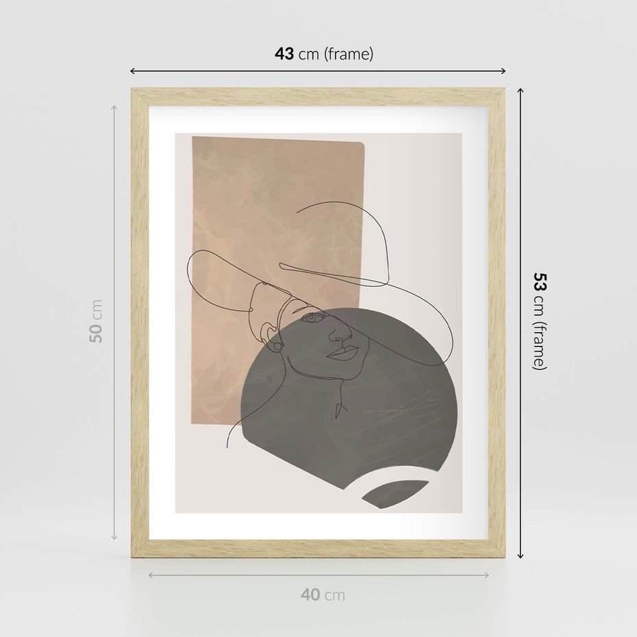 Plakat w ramie 40x50 - Geometryczna Elegancja: One Line - geometria, nowoczesna sztuka - rama drewno