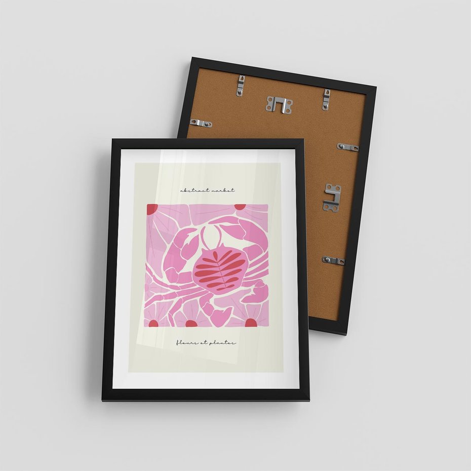 Plakat w ramie 30x40 - Rozświetlone Impresje - abstrakcyjny plakat, krab - rama czarna