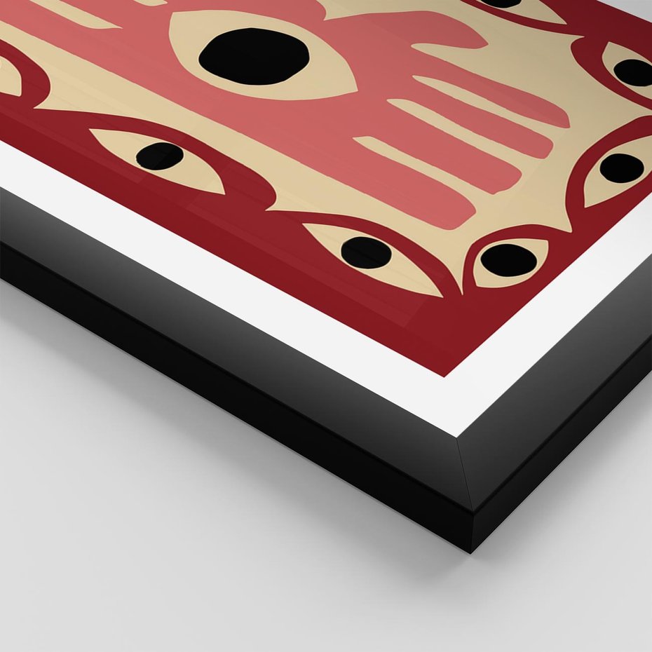 Plakat w ramie 50x70 - Migotliwe Kształty - abstrakcyjny obraz, boho styl - rama czarna