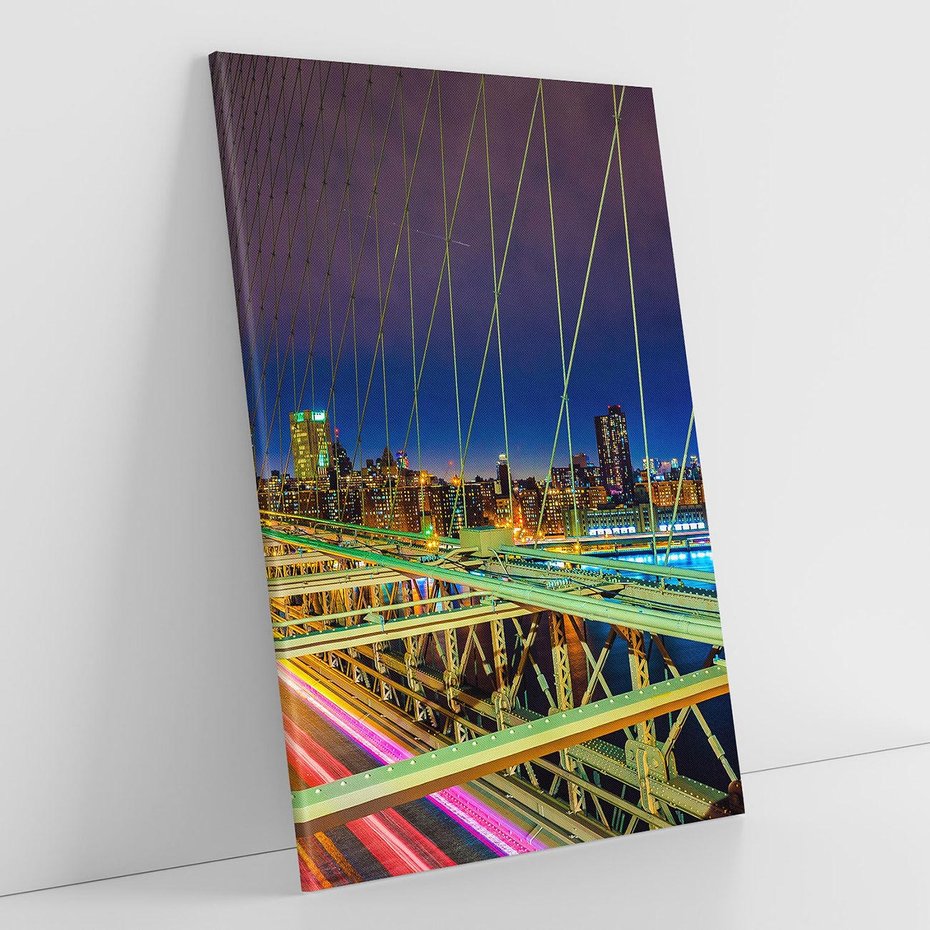 Obraz na płótnie 80x120 - Most w USA - Światła i samochody - most, USA