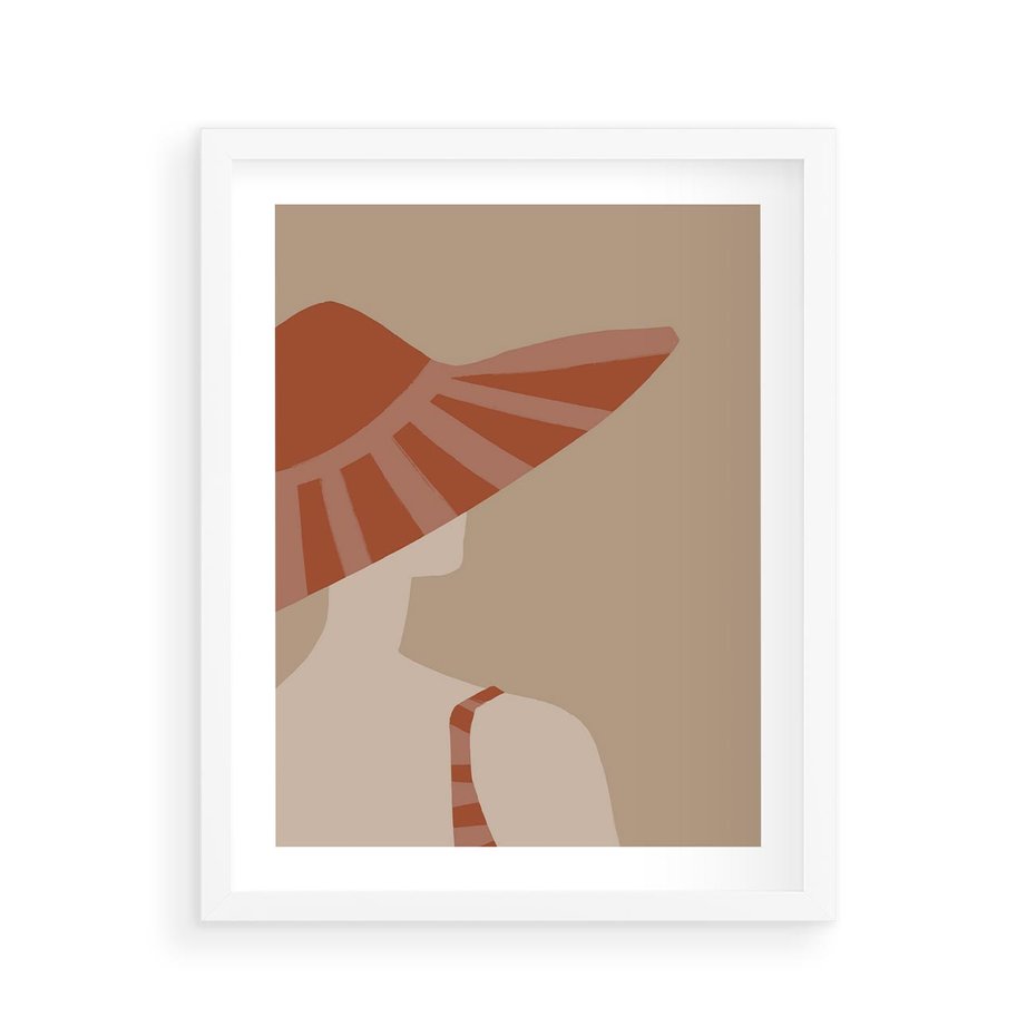 Plakat w ramie 40x50 - Kobiecy Portret - plakat retro, kobieta w kapeluszu - rama biała