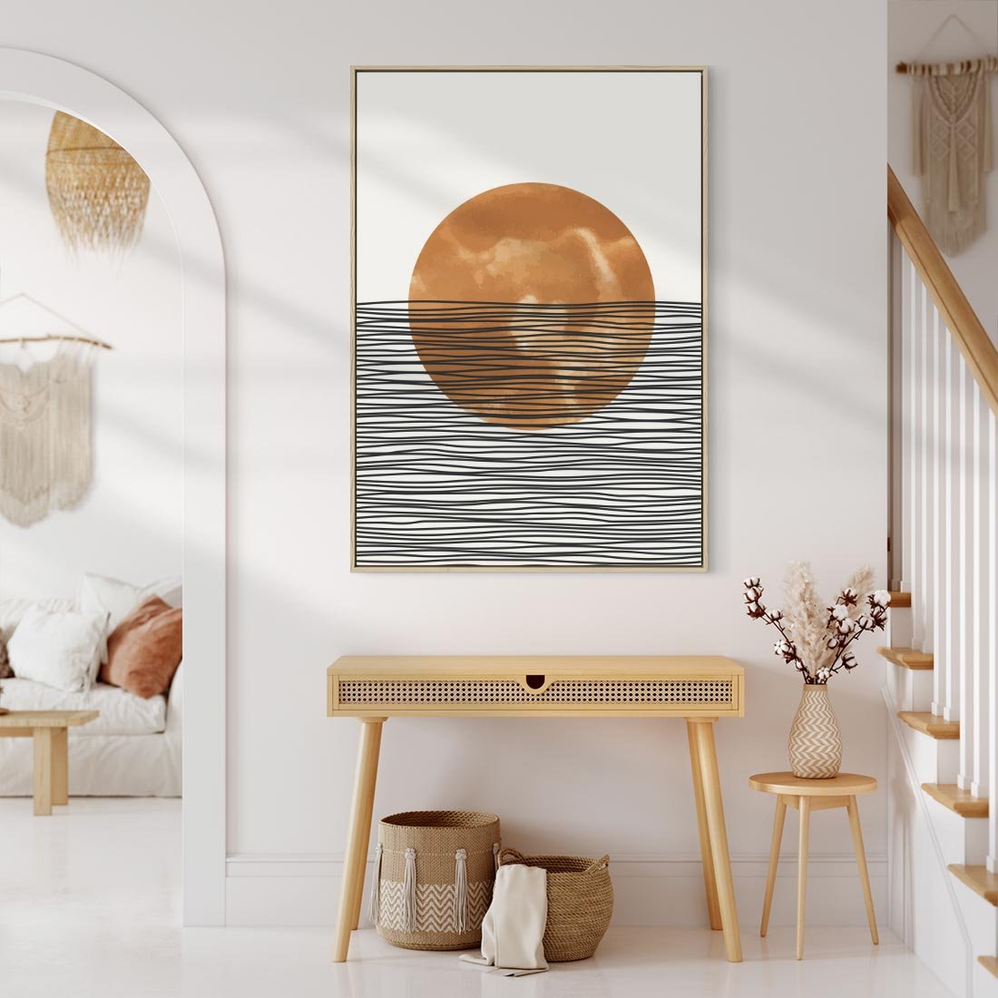 Obraz w ramie 80x120 - Okrąg Mocy - boho obraz, geometria - rama drewno
