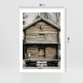 Plakat bez ramy 50x70 - Stary Drewniany Dom w Śniegu - stary drewniany dom, zima