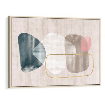 Obraz w ramie 100x70 - Minimalistyczne Plamy Farby - pastelowe geometryczne plamy, akwarela - rama drewno