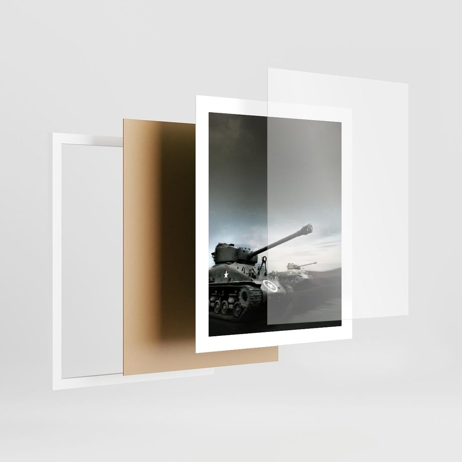 Plakat w ramie 40x50 - Siła i determinacja: czołgi wojenne - czołgi, wojna - rama biała