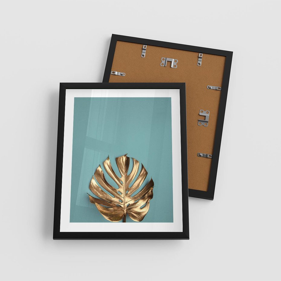 Plakat w ramie 40x50 - Piękno Natury - złote, liście - rama czarna