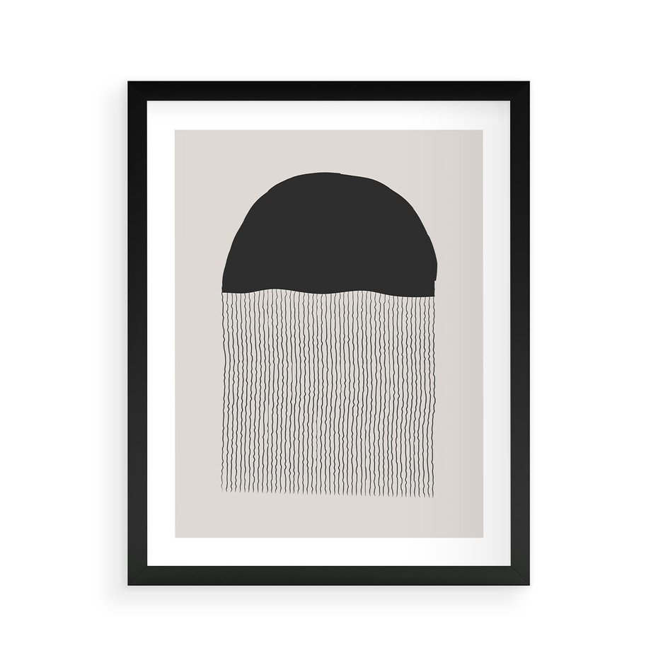 Plakat w ramie 40x50 - Wewnętrzne Widzenia - abstrakcyjna kompozycja, półkole - rama czarna