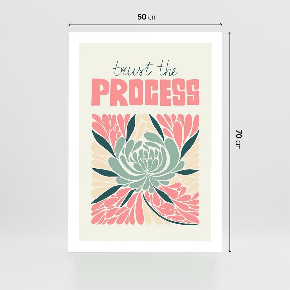 Plakat bez ramy 50x70 - Rozbijające Barwy - abstrakcyjny pastelowy kwiat, wyrazista typografia