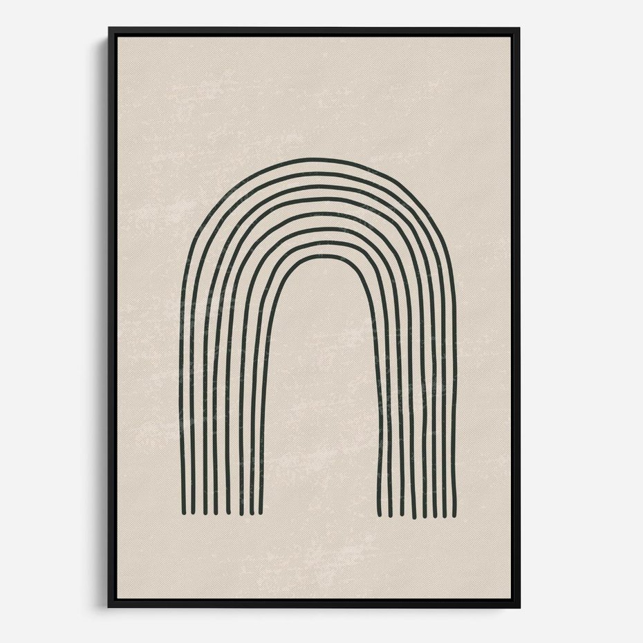 Obraz w ramie 50x70 - Intrygujące Zagięcia - boho plakat, czarna tęcza - rama czarna