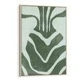 Obraz w ramie 70x100 - Zieleń Odpoczynku - zielony plakat, nieregularne splątane linie - rama drewno