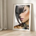 Plakat w ramie 30x40 - Kobieca Fryzura w Ruchu - fryzura, kobieta - rama drewno