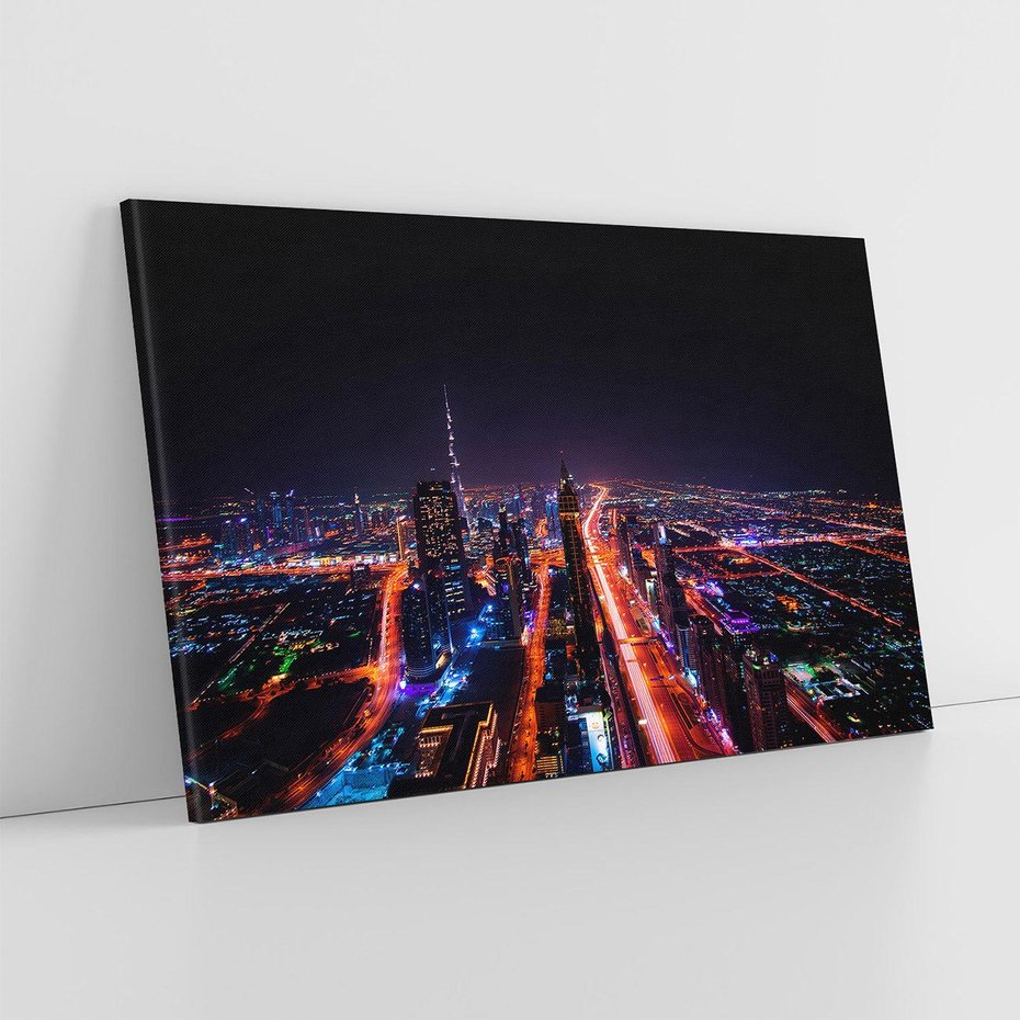 Obraz na płótnie 120x80 - Nocne oświetlenie miasta - miasto, noc