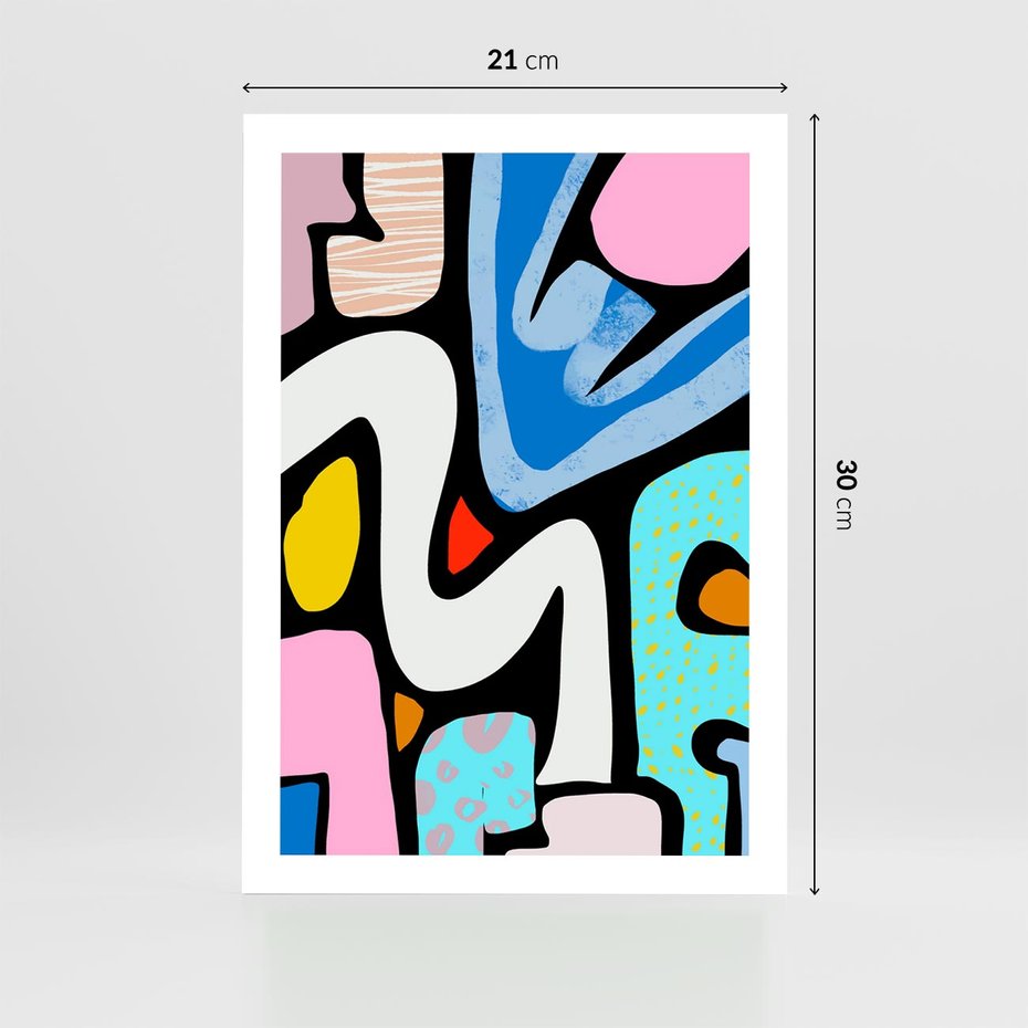 Plakat bez ramy 21x30 - Komiksowe Formy - abstrakcyjne formy, komiksowy styl