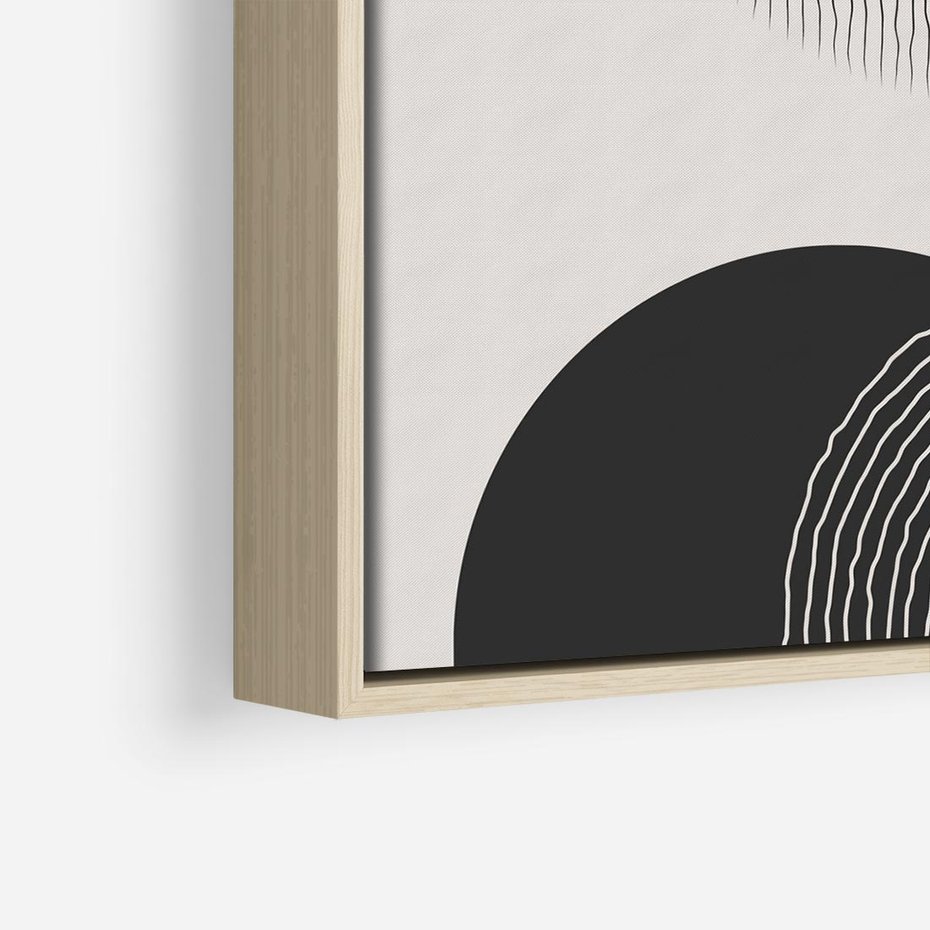 Obraz w ramie 80x80 - Przenikająca Rzeczywistość - abstrakcyjna kompozycja, okręgi i półokręgi - rama drewno