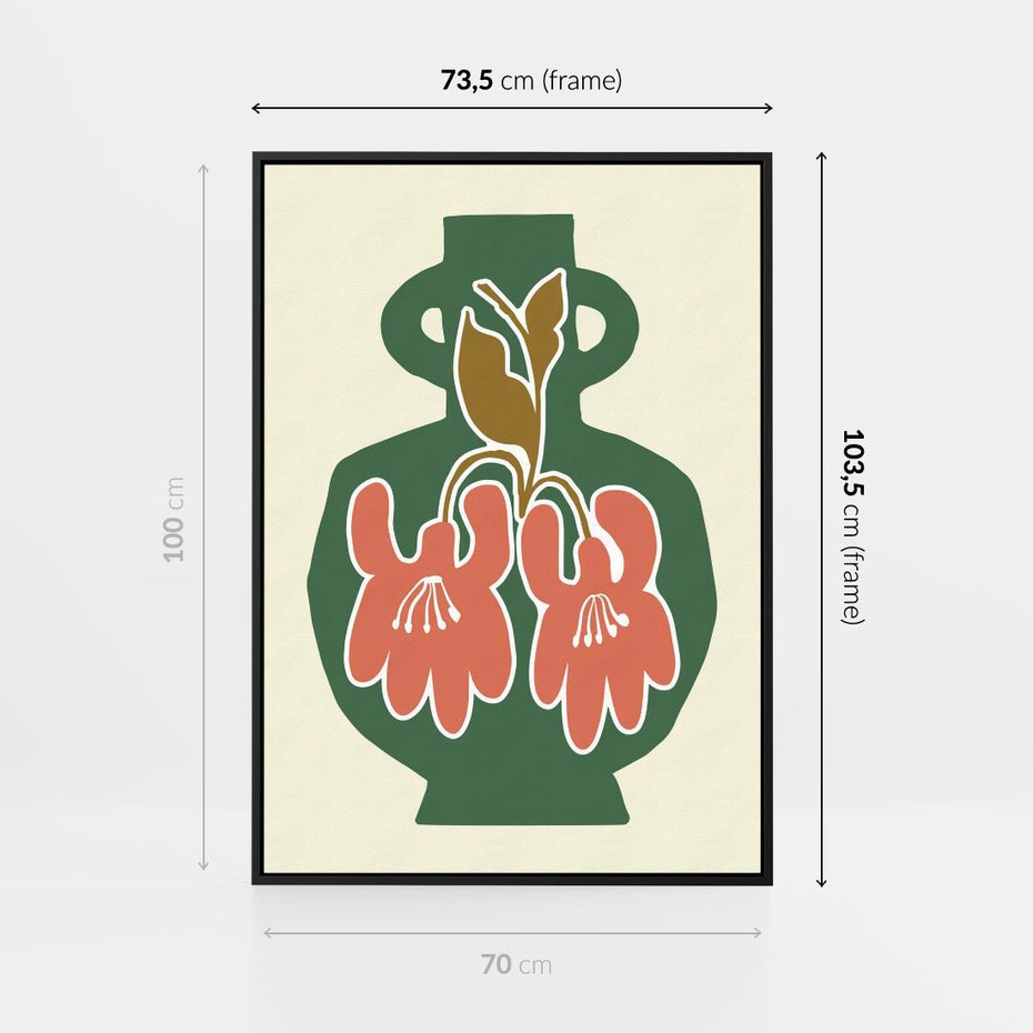 Obraz w ramie 70x100 - Kreatywne Impulsy - boho styl, wazon - rama czarna