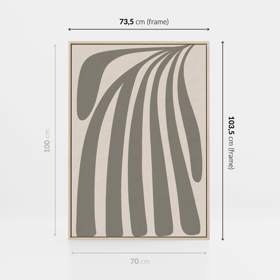 Obraz w ramie 70x100 - Beżowa Delikatność - nowoczesna sztuka, plakat modern - rama drewno