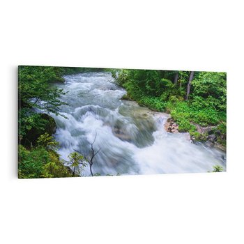 Obraz na płótnie 100x50 - Magia lasu nad rzeką - wodospad, rzeka