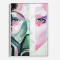 Obraz w ramie 50x70 - Niezakończona Piękność - abstrakcyjny obraz olejny, portret kobiety - rama biała