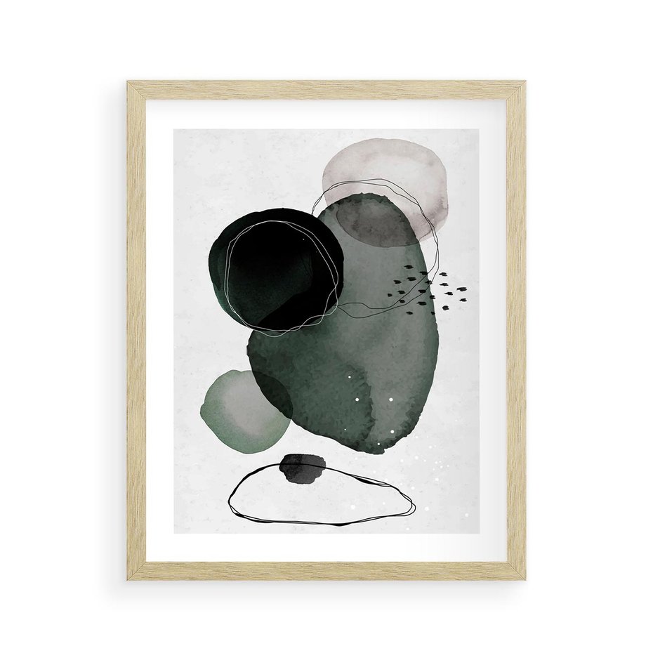 Plakat w ramie 40x50 - Abstrakcyjne Plamy w Akwareli - abstrakcyjne akwarelowe plamy - rama drewno