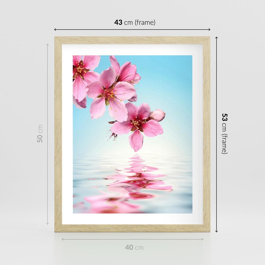 Plakat w ramie 40x50 - Magia kwitnącej wiśni - kwitnąca, wiśnia - rama drewno