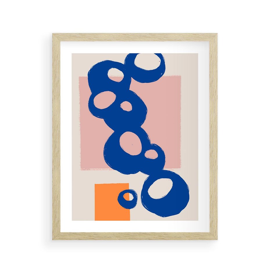 Plakat w ramie 40x50 - Migocące Plamiste Echa - abstrakcja, nowoczesny plakat - rama drewno