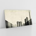 Obraz na płótnie 120x60 - Mroczne Wieżowce - postarzana grafika, perspektywa budynków wieżowców