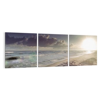Obraz na płótnie 150x50 - Plaża Morza i Zachód Słońca - plaża, morze