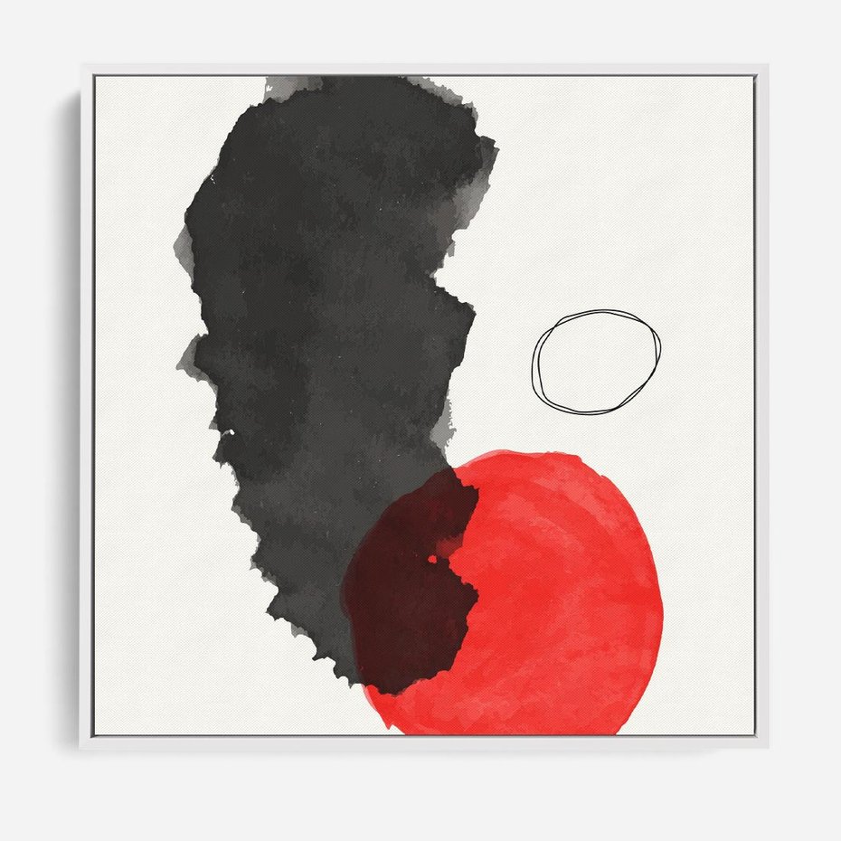 Obraz w ramie 50x50 - Wibracje Linii - abstrakcyjne nieregularne plamy, czarny - rama biała