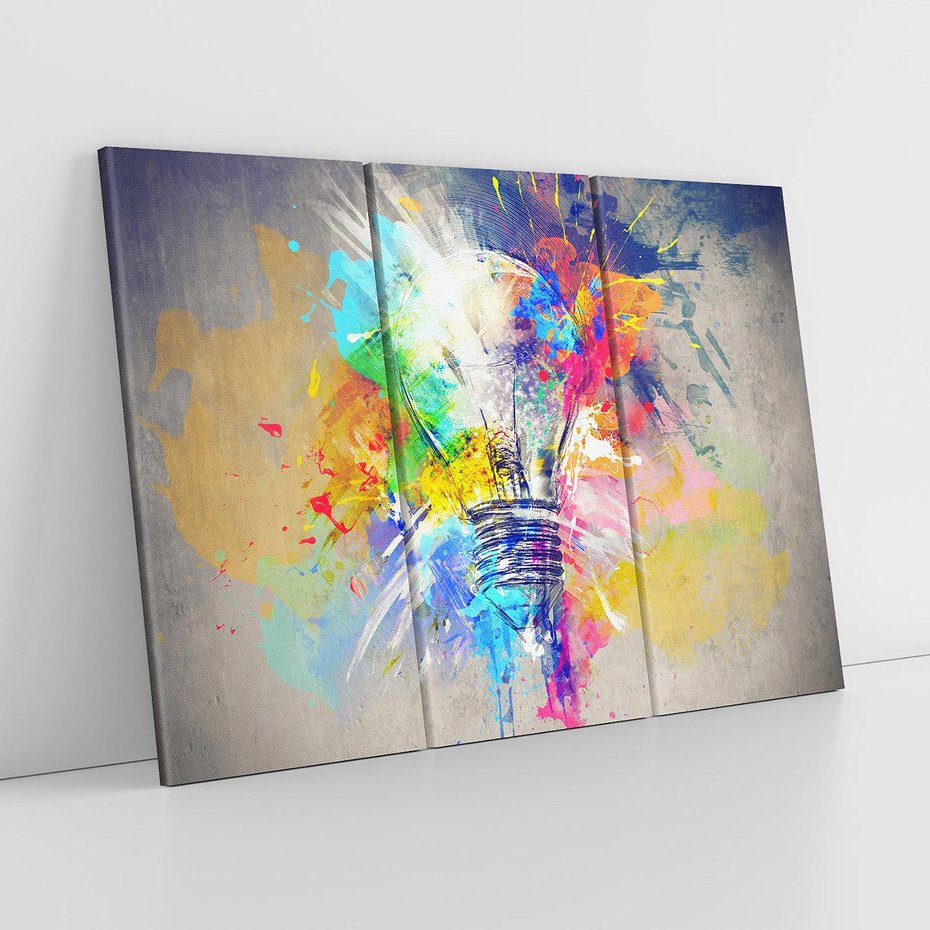 Obraz na płótnie 120x80 - Kolory Kreatywnej Koncepcji - abstrakcyjna grafika, szkic żarówki