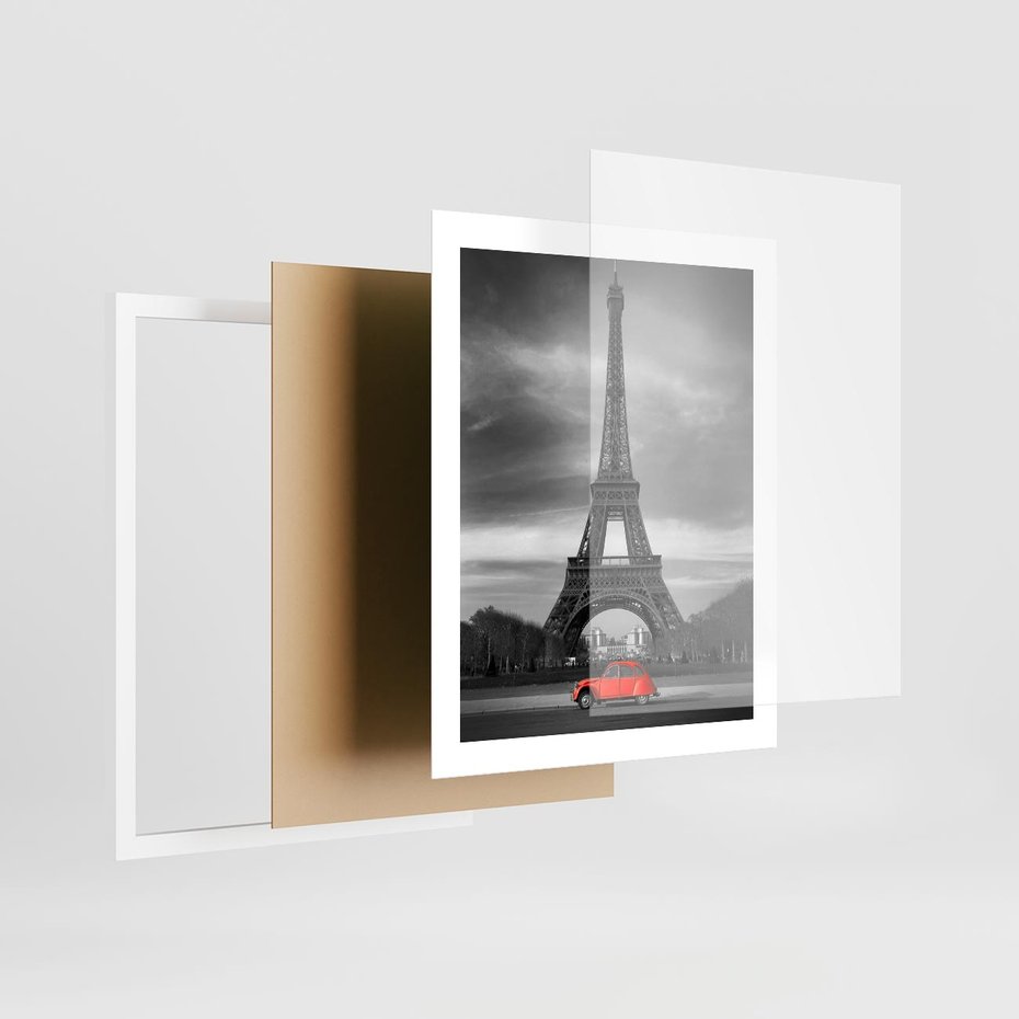 Plakat w ramie 40x50 - Elegancja Wieży - wieża, Eiffla - rama biała
