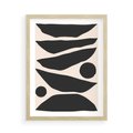 Plakat w ramie 50x70 - Modernistyczna Abstrakcja w Czerni i Bieli - abstrakcja, czarno biała grafika - rama drewno