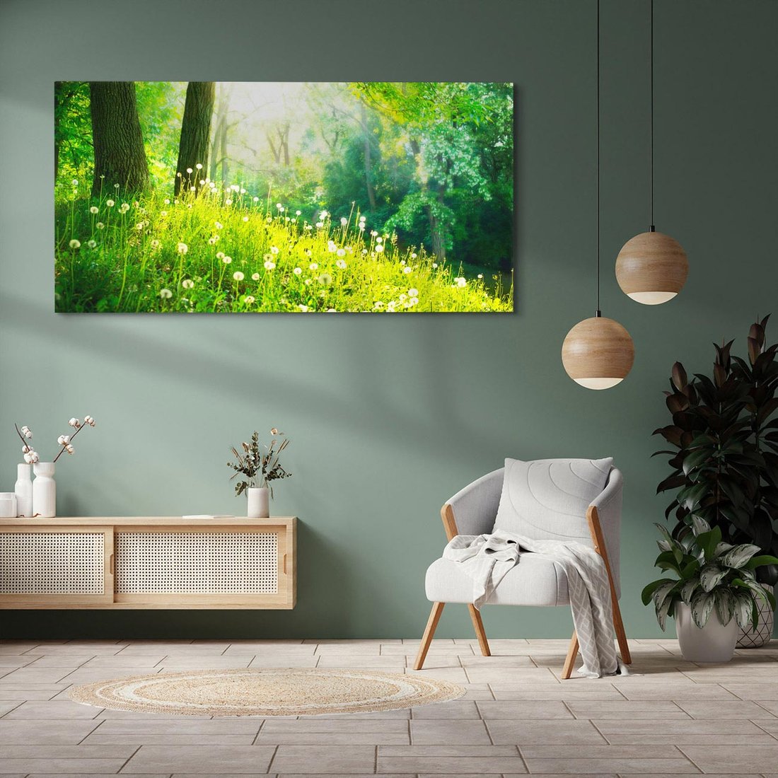 Obraz na płótnie 140x70 - Urok natury - magiczny las na płótnie - las, trawa