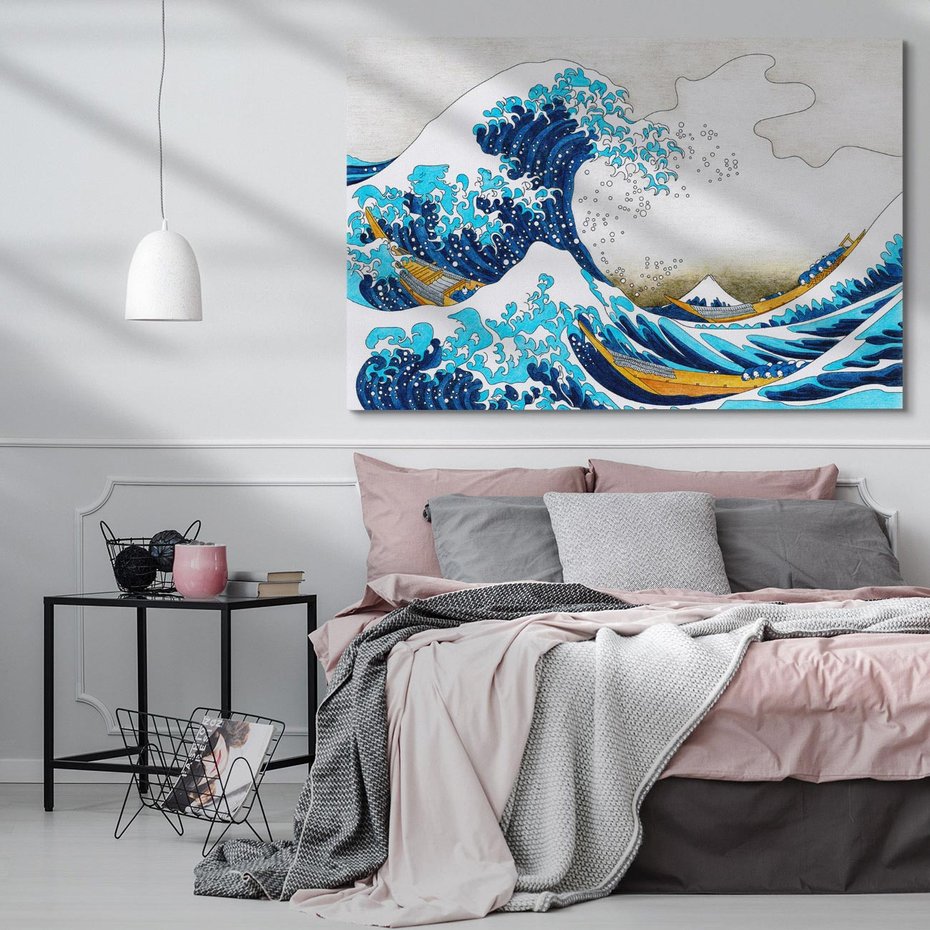 Obraz na płótnie 70x50 - Wzburzone Morze - wielka fala w kaganawie, Hokusai