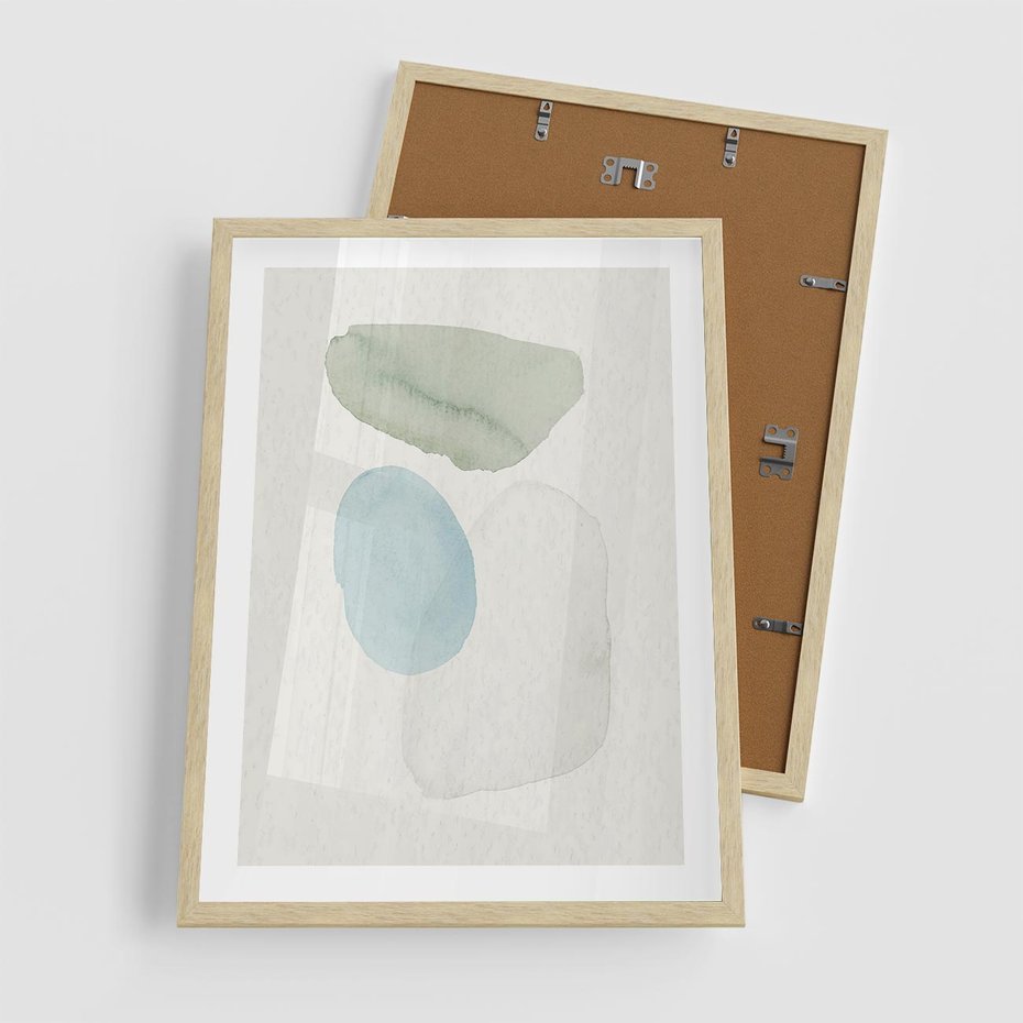 Plakat w ramie 50x70 - Akwarelowa Symfonia Natury - abstrakcyjne delikatne plamy, akwarelowe - rama drewno