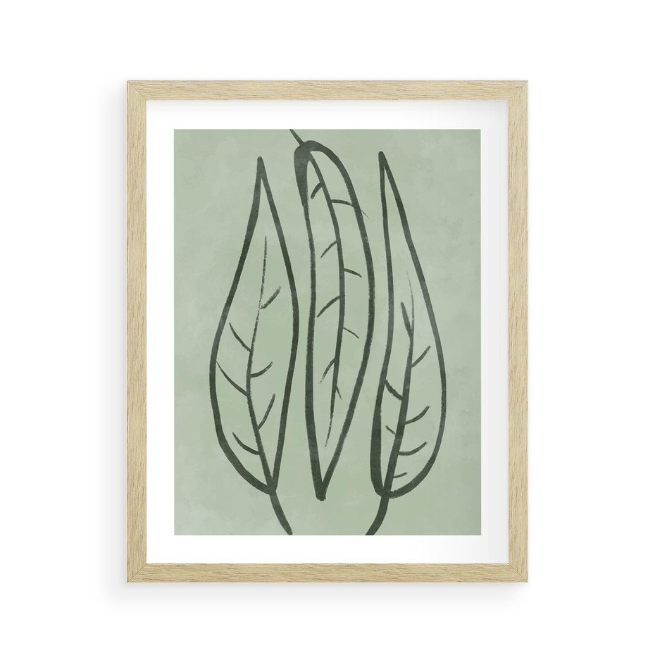 Plakat w ramie 40x50 - Energetyczne Ekspresje Natury - zielony plakat, roślinne motywy - rama drewno