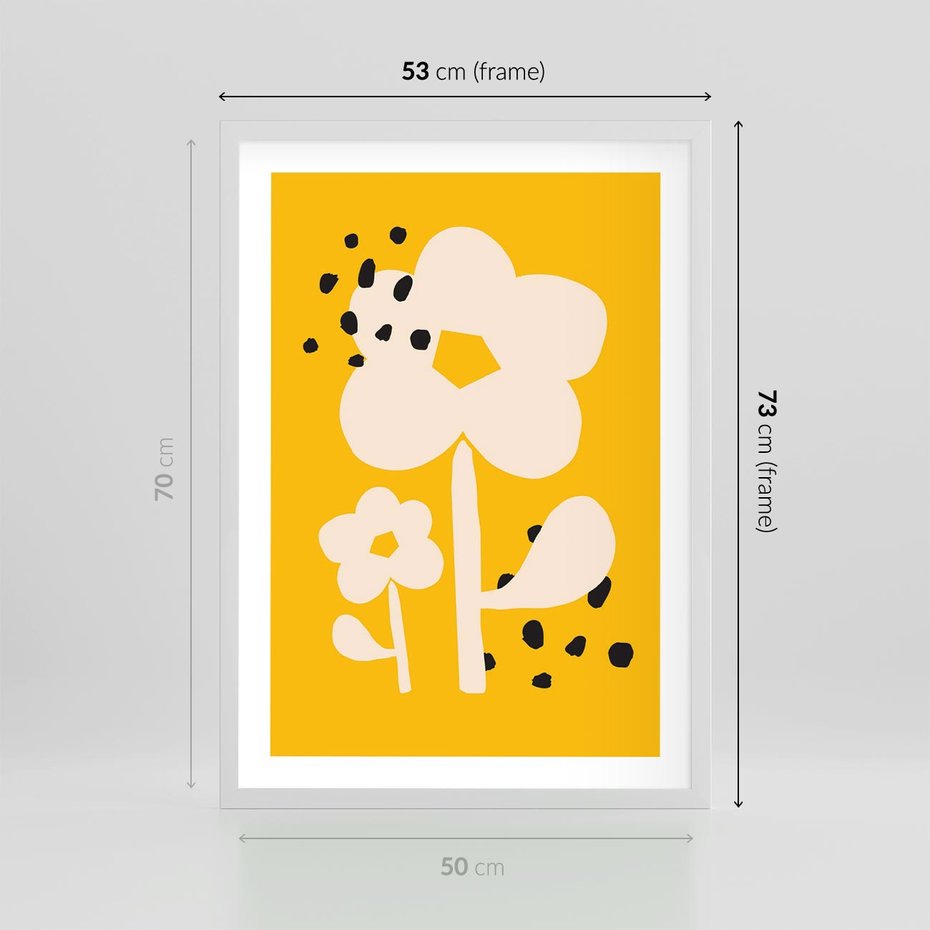 Plakat w ramie 50x70 - Bezgraniczne Impulsy - abstrakcyjny kwiat, plakat - rama biała