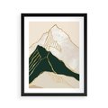 Plakat w ramie 40x50 - Minimalistyczne Góry: Złota Sztuka Natury - minimalistyczna grafika, góry - rama czarna