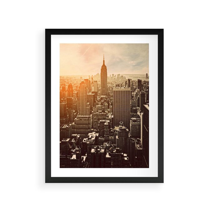 Plakat w ramie 30x40 - Nowojorska Skyline - Manhattan, Nowy Jork - rama czarna