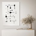 Plakat w ramie 50x70 - Nocne Zawirowania - abstrakcyjny plakat, czarne kropki i kreski - rama biała