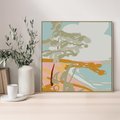 Obraz w ramie 50x50 - Spokojny Wiatr - pastelowy krajobraz, nowoczesny plakat - rama drewno