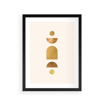 Plakat w ramie 30x40 - Abstrakcyjne Wzory - geometryczne złote kształty, tekstura - rama czarna