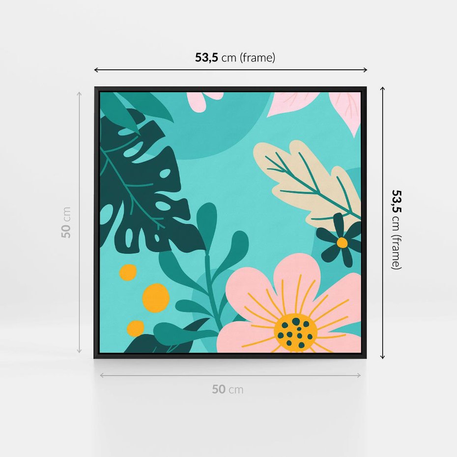 Obraz w ramie 50x50 - Kwiatowy Impuls - pastelowa kompozycja, kwiaty - rama czarna