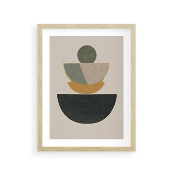 Plakat w ramie 30x40 - Podróżne Refleksyjne Odbicia - abstrakcyjny obraz, kolory ciepłe - rama drewno