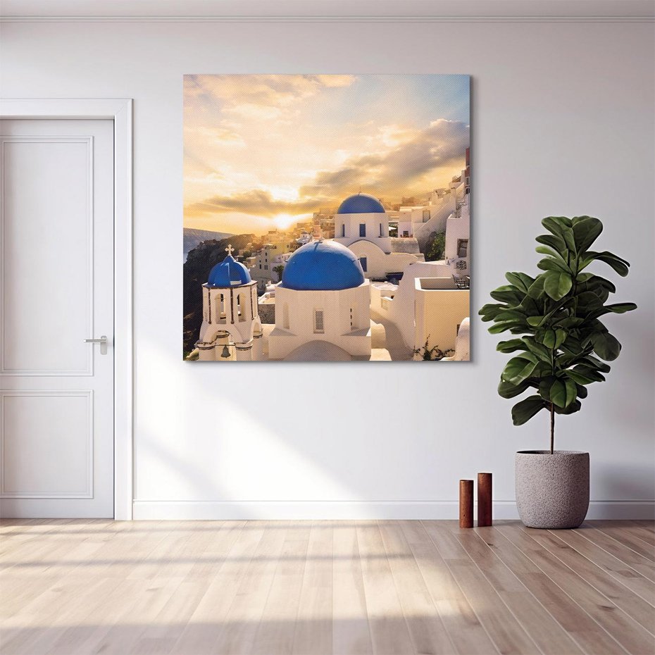 Obraz na płótnie 30x30 - Błękitna oaza w Grecji - Santorini, Grecja