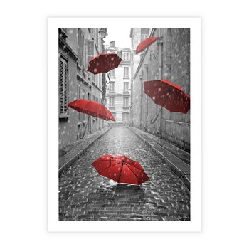 Plakat bez ramy 30x40 - Parasole w malowniczej uliczce - parasole, uliczka